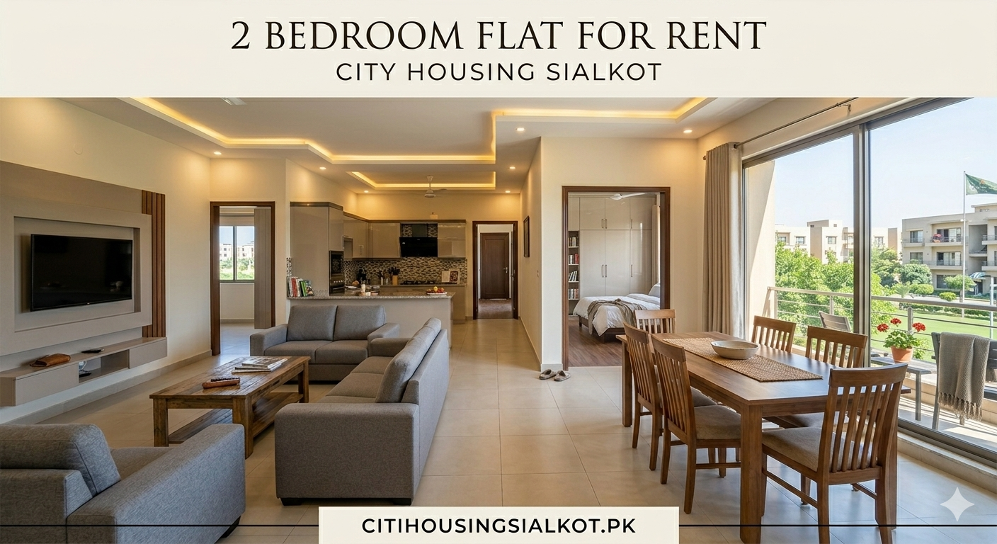 2 bed flat for rent in citi housing sialkot
